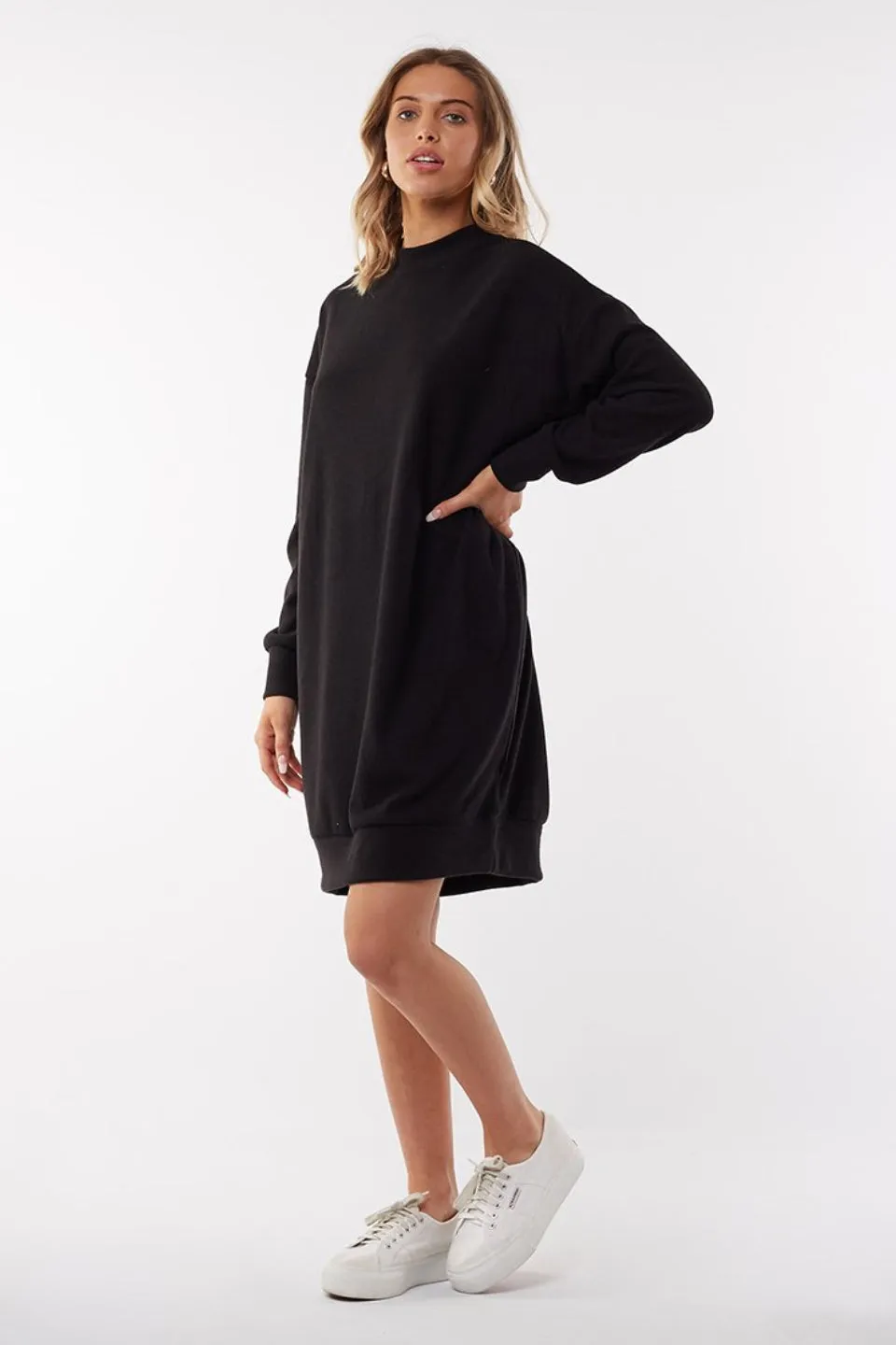 Liberty Knit LS Black Mini Dress