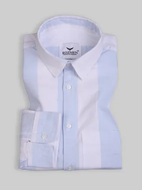 Light Blue with White London Striped Cotton Shirt