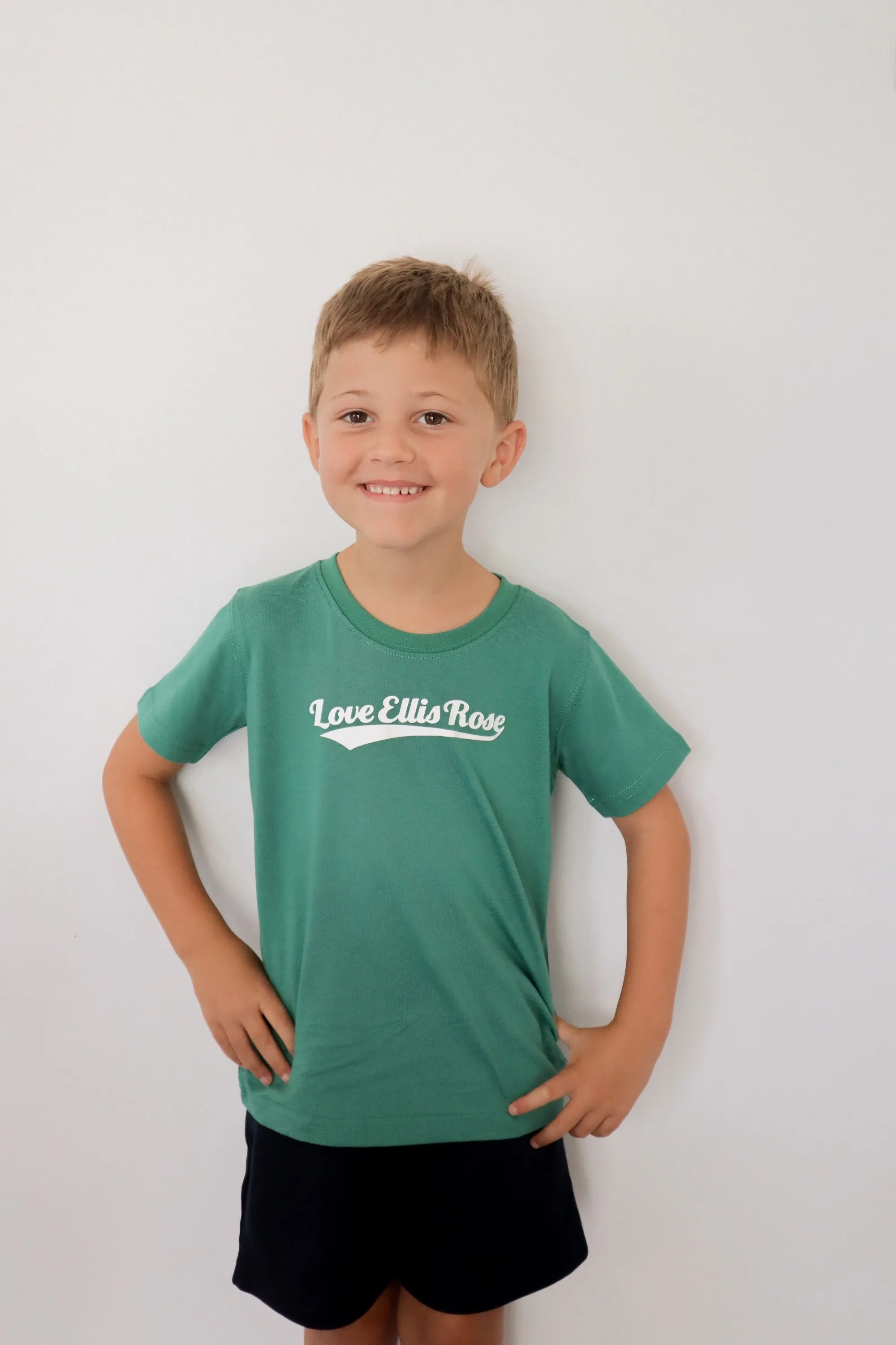 Love Ellis Rose Graphic Kids Tee - Green & White