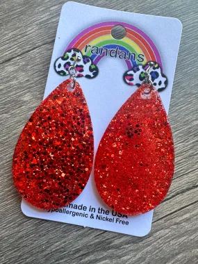 Love Story” Red Glitter Handcrafted Resin Earrings