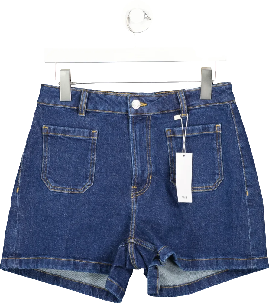 MANGO Blue Denim Shorts With Pockets BNWT  UK 10