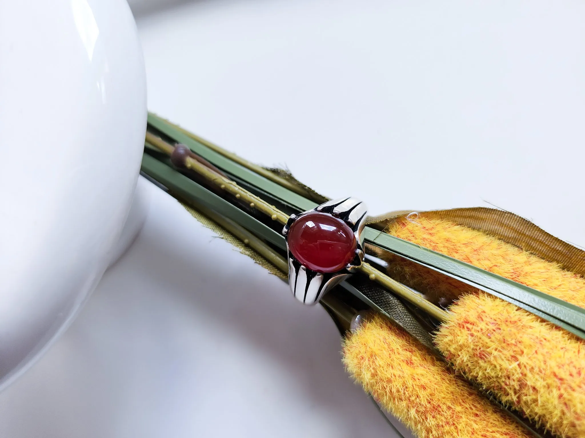 Masculine Line Sterling Ring || Carnelian Claw Band