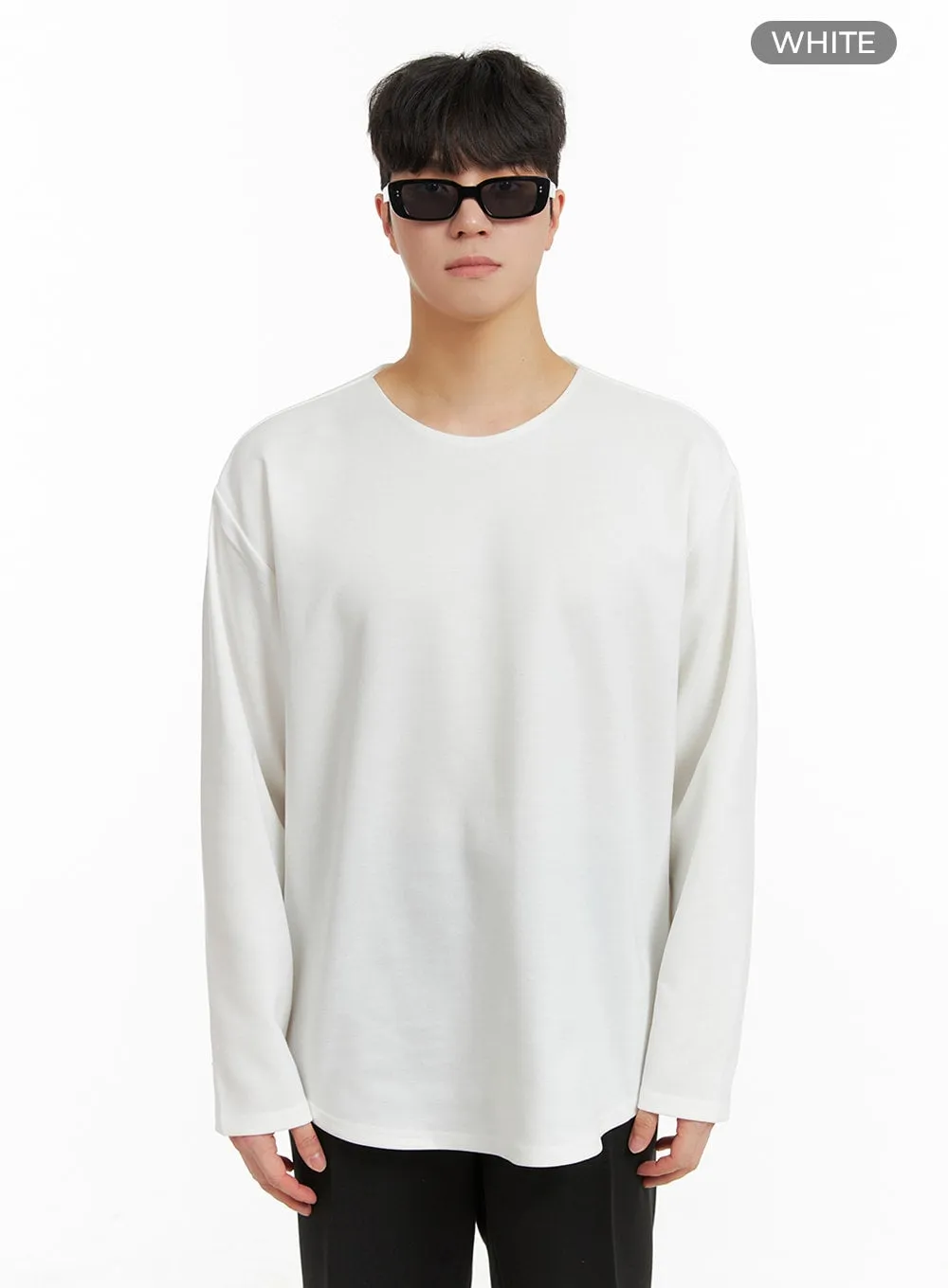 Men's Solid Oversized Long Sleeve Tee IA402