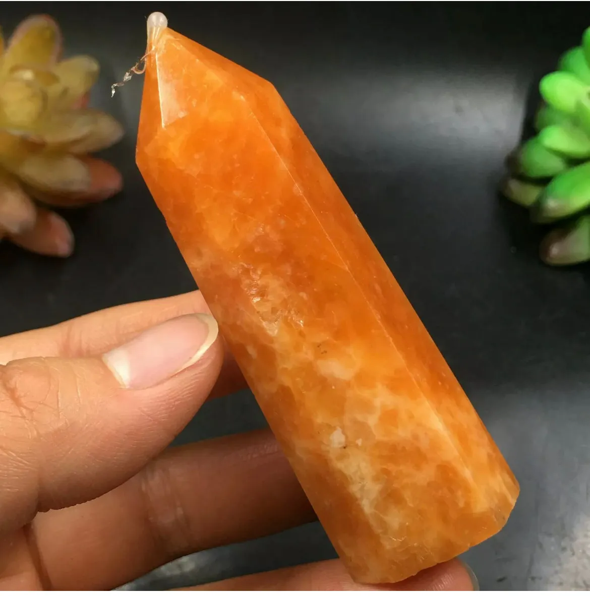 Natural Orange Calcite Crystal Wand