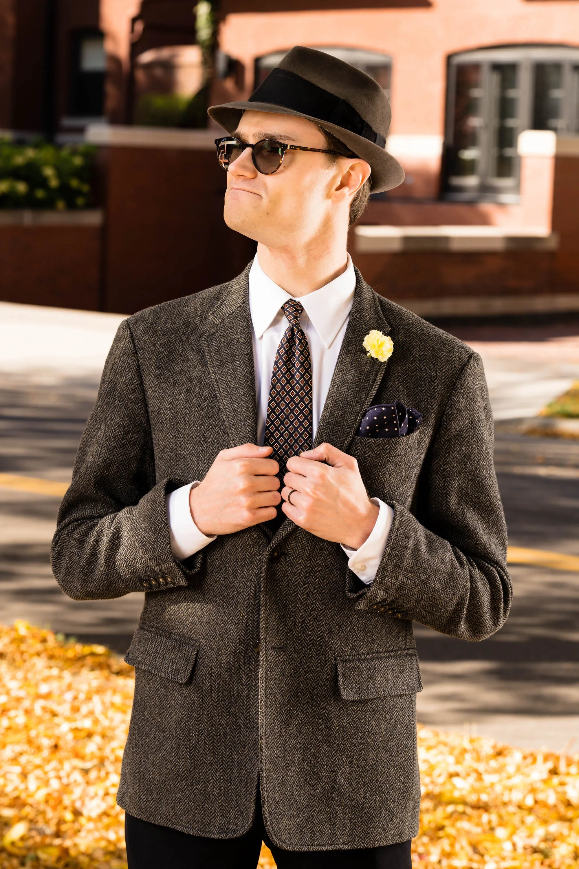 Navy & Red Diamond Madder Silk Tie