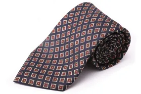 Navy & Red Diamond Madder Silk Tie