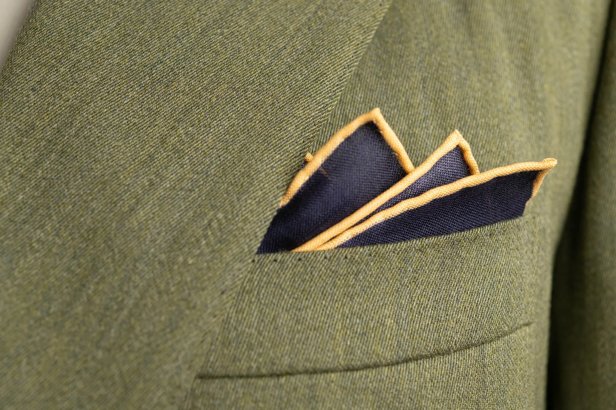 Navy Blue Geometric Medallion Silk Wool Pocket Square