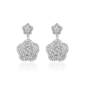 Nellie 5 Carat Combine Mix Shape Hanging Diamond Earrings in 14k White Gold