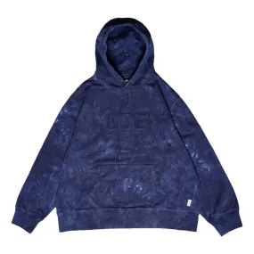 OPEN DIALOGUE TIE DYED LOGO EMBROIDERY HOODIE-BLUE