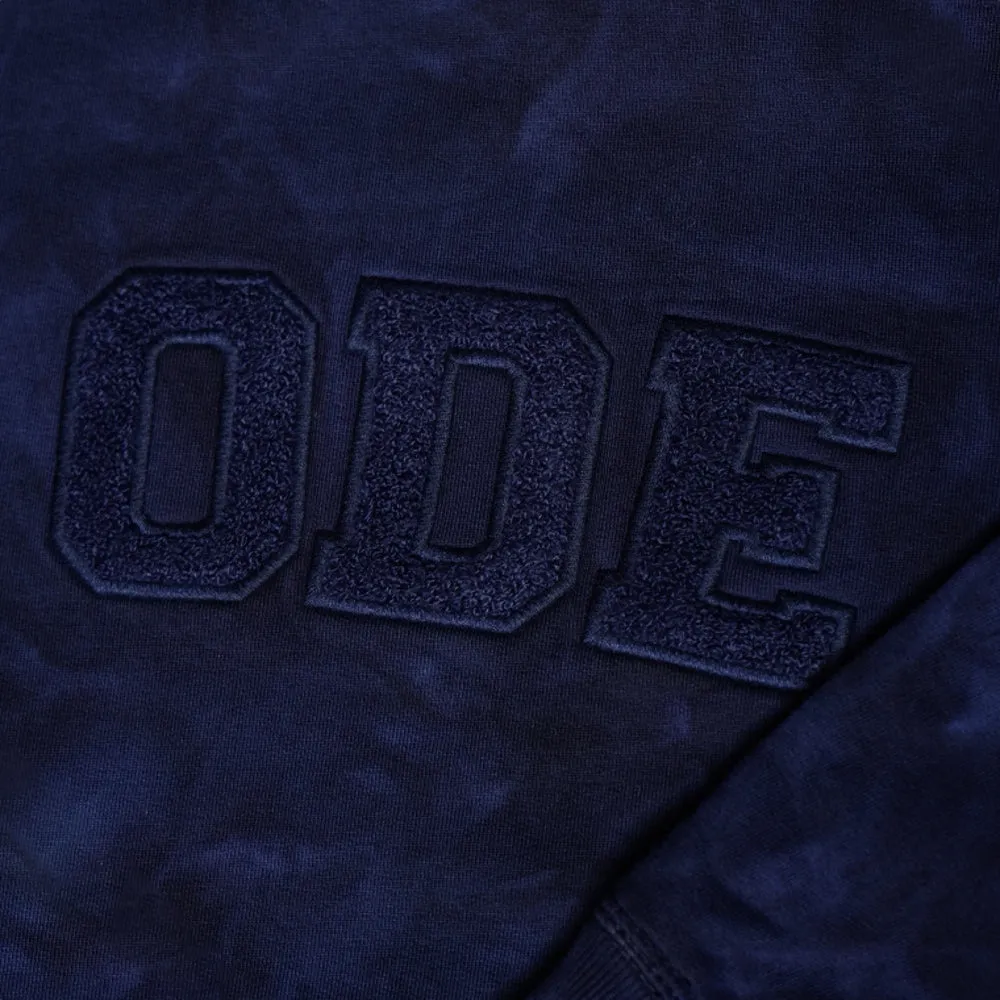 OPEN DIALOGUE TIE DYED LOGO EMBROIDERY HOODIE-BLUE