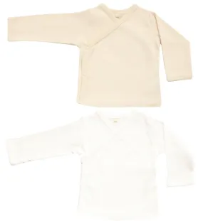 Organic Cotton Baby Kimono GOTS Certified (2 pack, White/Natural)