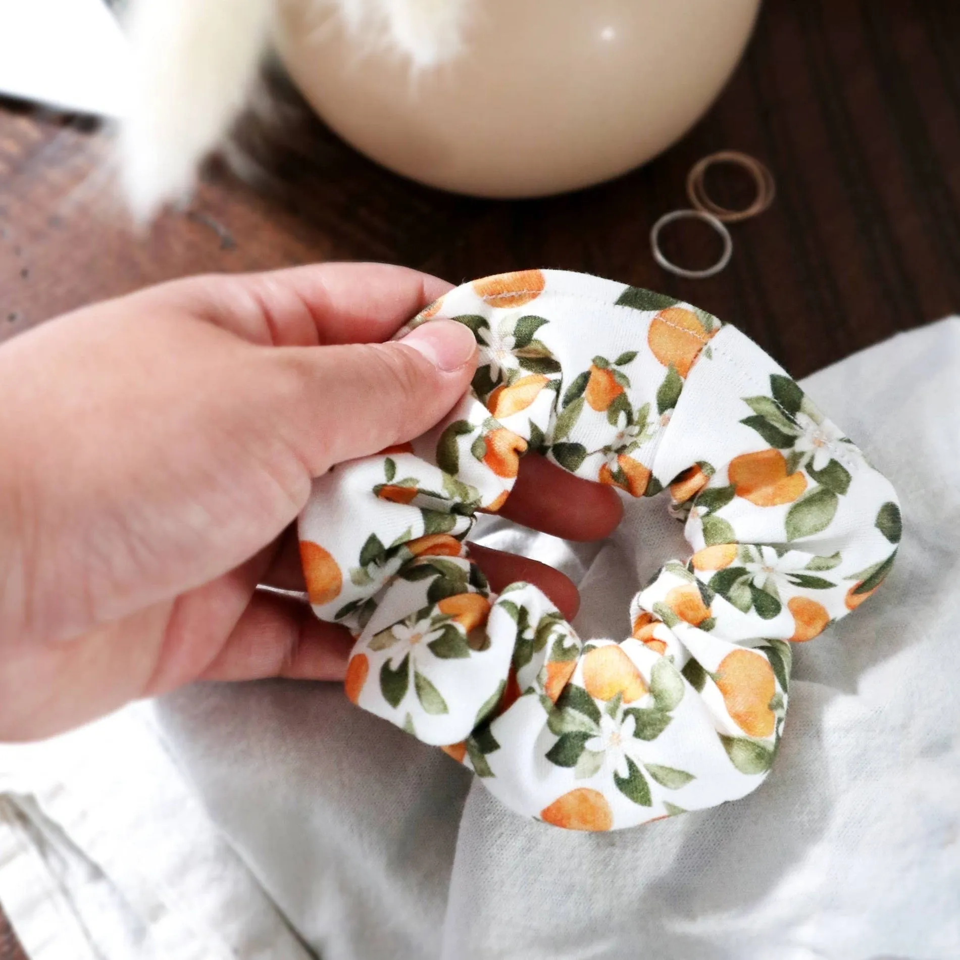 Organic Cotton Hair Scrunchie - Clementine