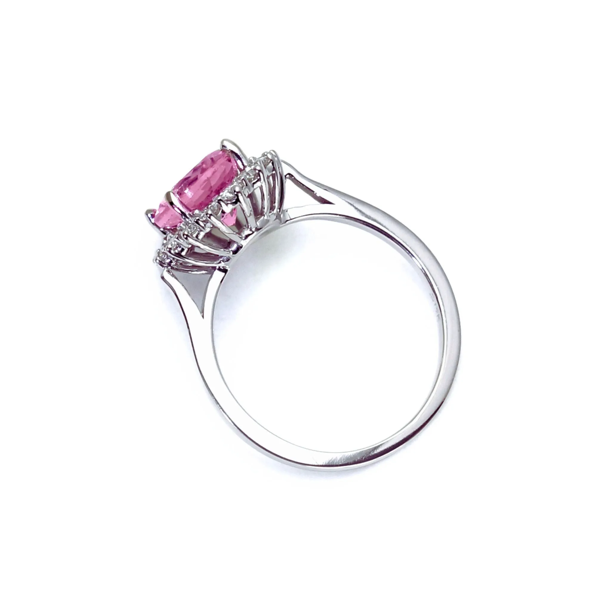 Oval Pink Moissanite Ring Vintage Style Halo