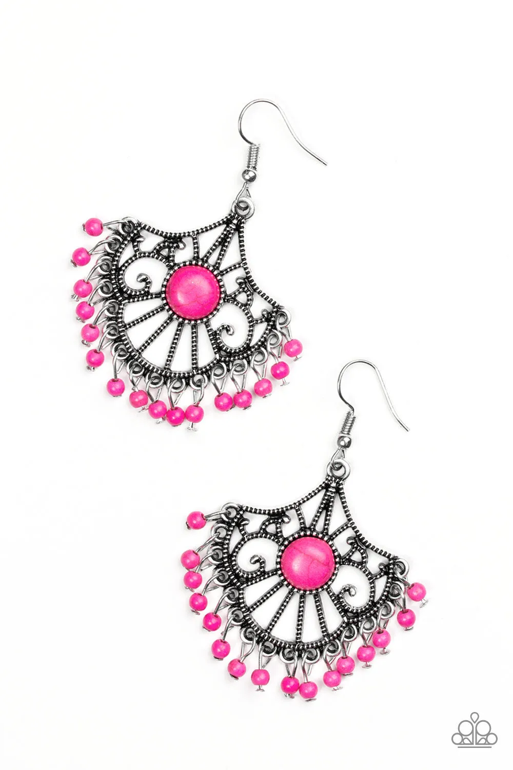 Paparazzi Accessories  - Stone Lagoon - #E58 Peg - Pink Earring