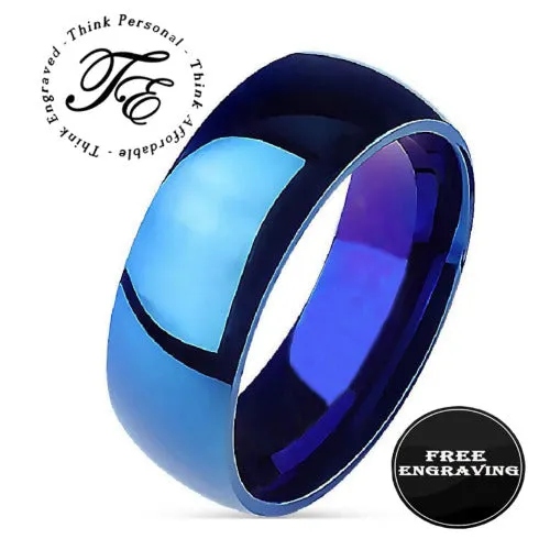 Personalized Men's Blue Promise Ring - Engraved Blue Promise Ring