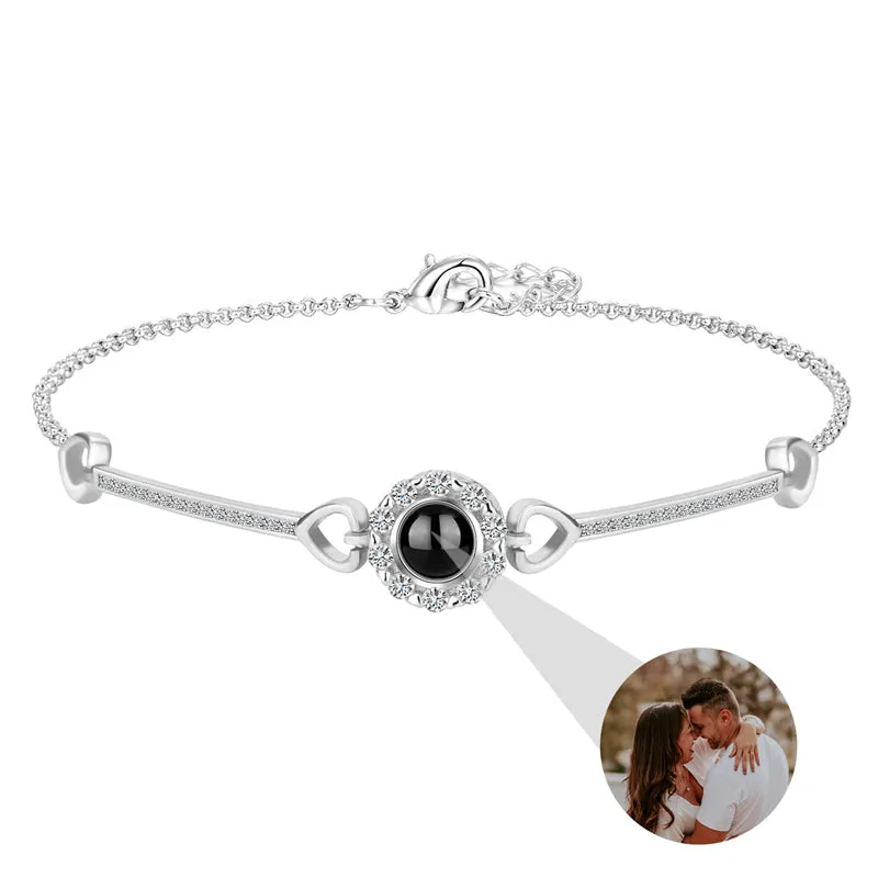 Personalized Photo Projection Bracelet Custom Round Charm Bracelets with Picture Inside I Love You Bracelet 100 Languages