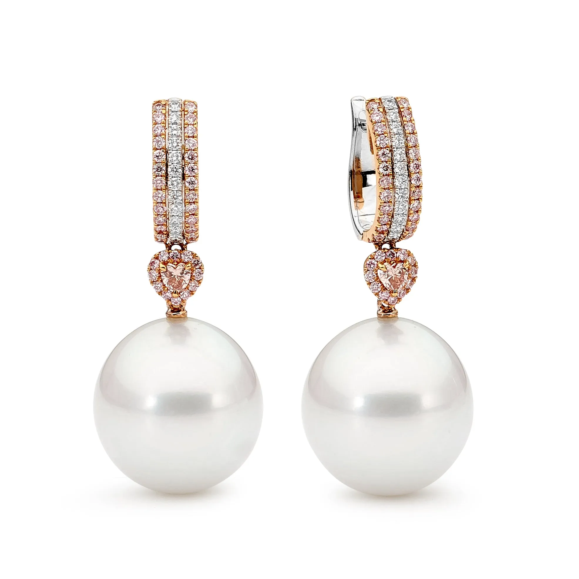 Pink Diamond and Pearl Earrings