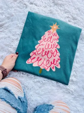 {PREPPY PINK CHRISTMAS TREE} Spruce Crew Neck Tee