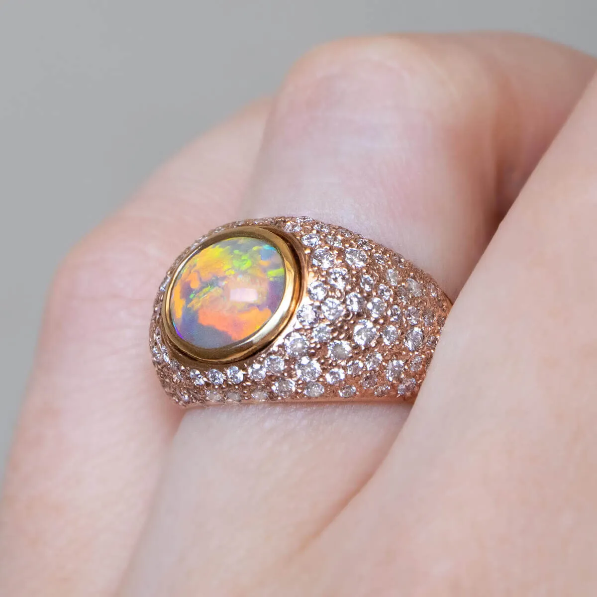 Princess Crystal Opal & Diamond Ring