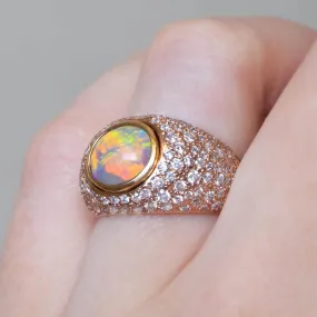 Princess Crystal Opal & Diamond Ring