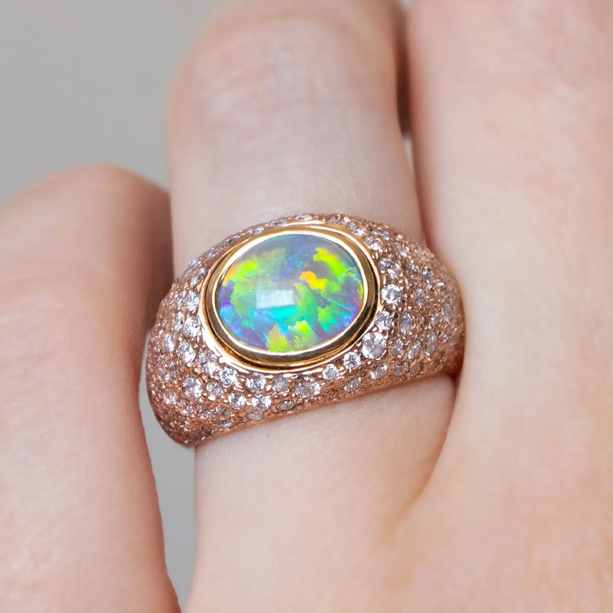 Princess Crystal Opal & Diamond Ring