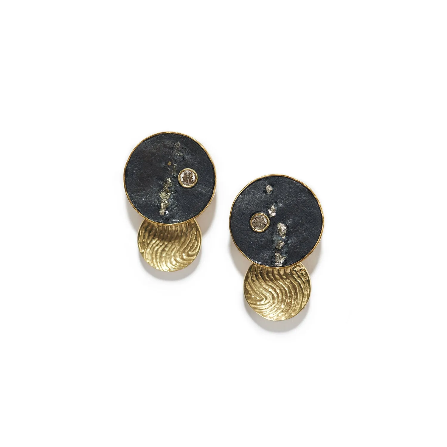 Pyrite Crystal Disc Earrings