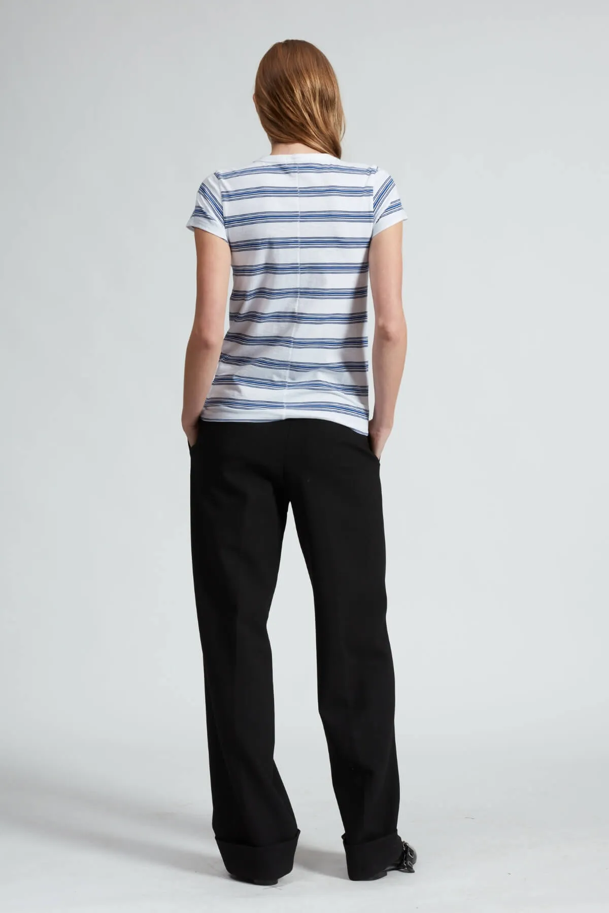 Rag & Bone The Slub Tee - White/ Blue Stripe