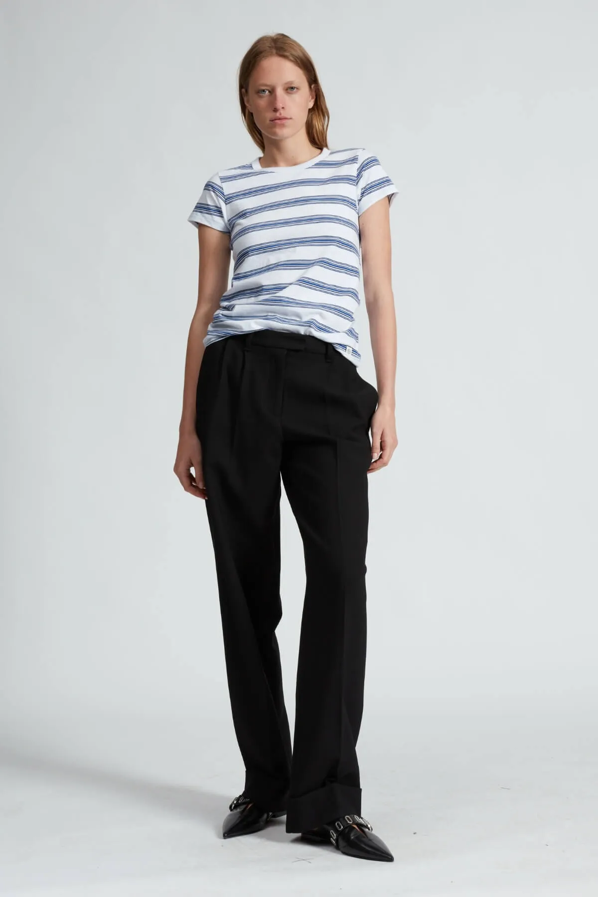 Rag & Bone The Slub Tee - White/ Blue Stripe