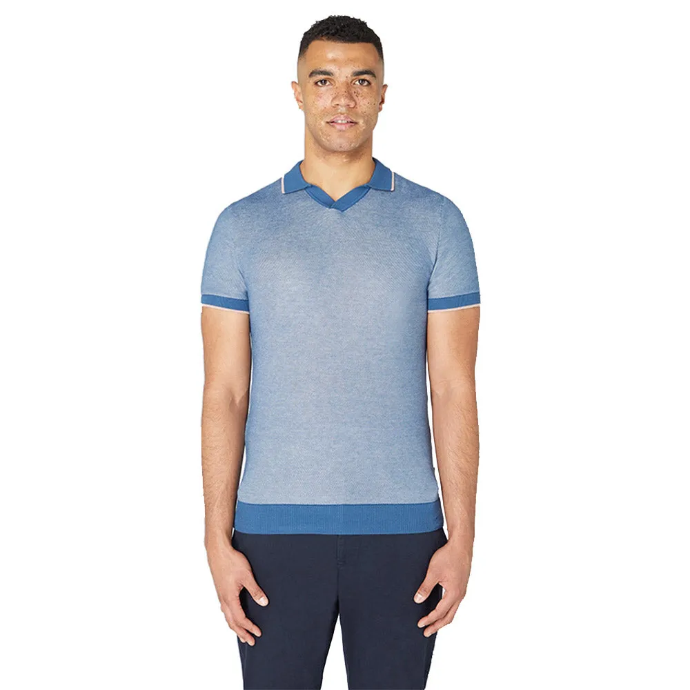 Remus Uomo Slim Fit Knitted Polo - Blue