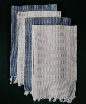 Set of 4 offwhite blue cotton handwoven napkin