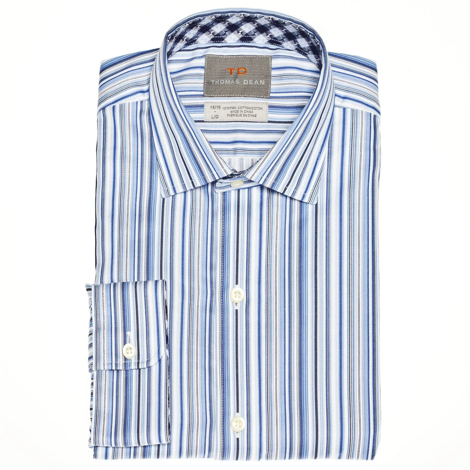 Small Boys Blue Poplin Stripe Button Down Shirt