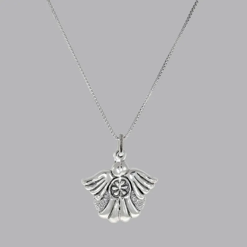 Sterling Silver Necklace with and Angel Pendant. Necklace for woman.