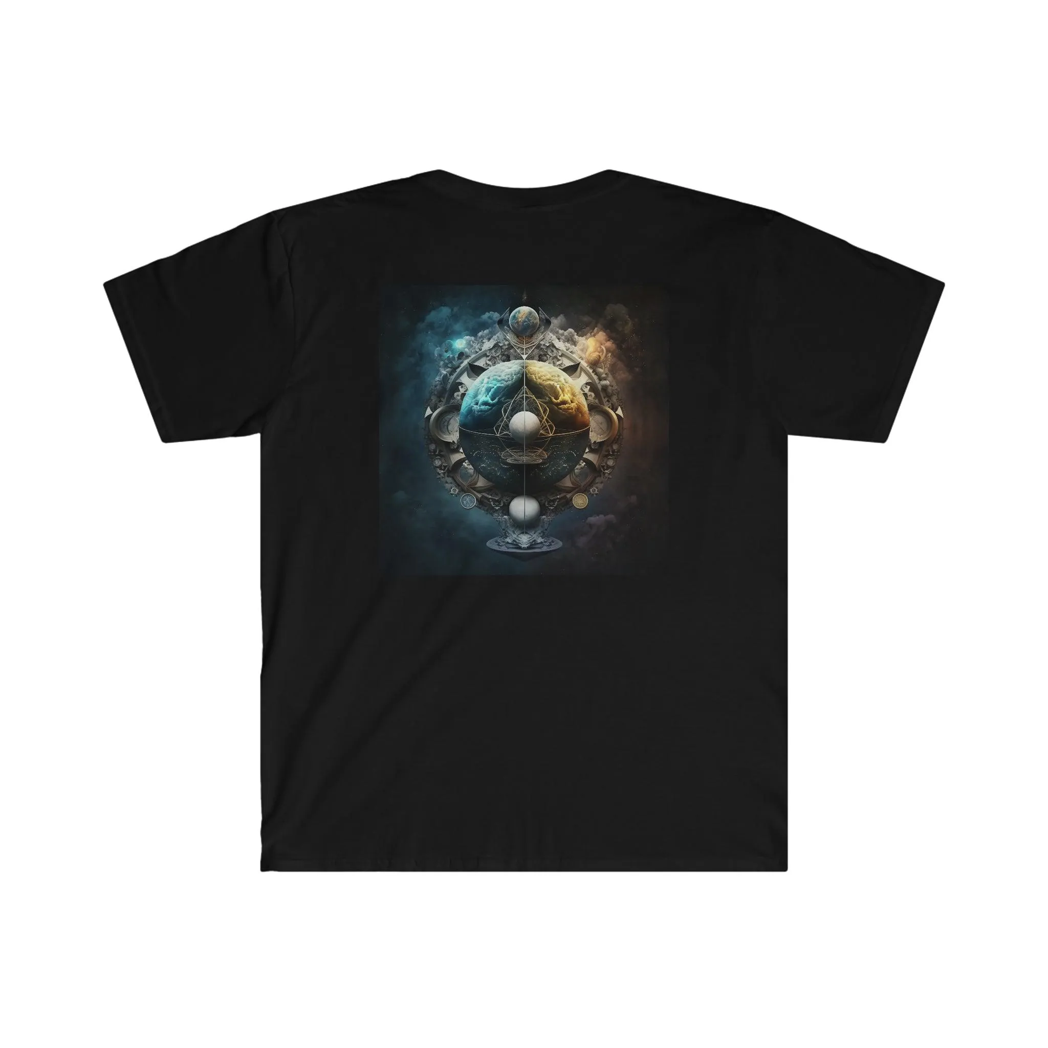 Symmetry of Worlds : Embrace the Perfect Balance of Order and Chaos - Visionary Psychedelic Ai Art Men's and Women's Unisex Soft Style T-Shirt for Festival and Street Wear