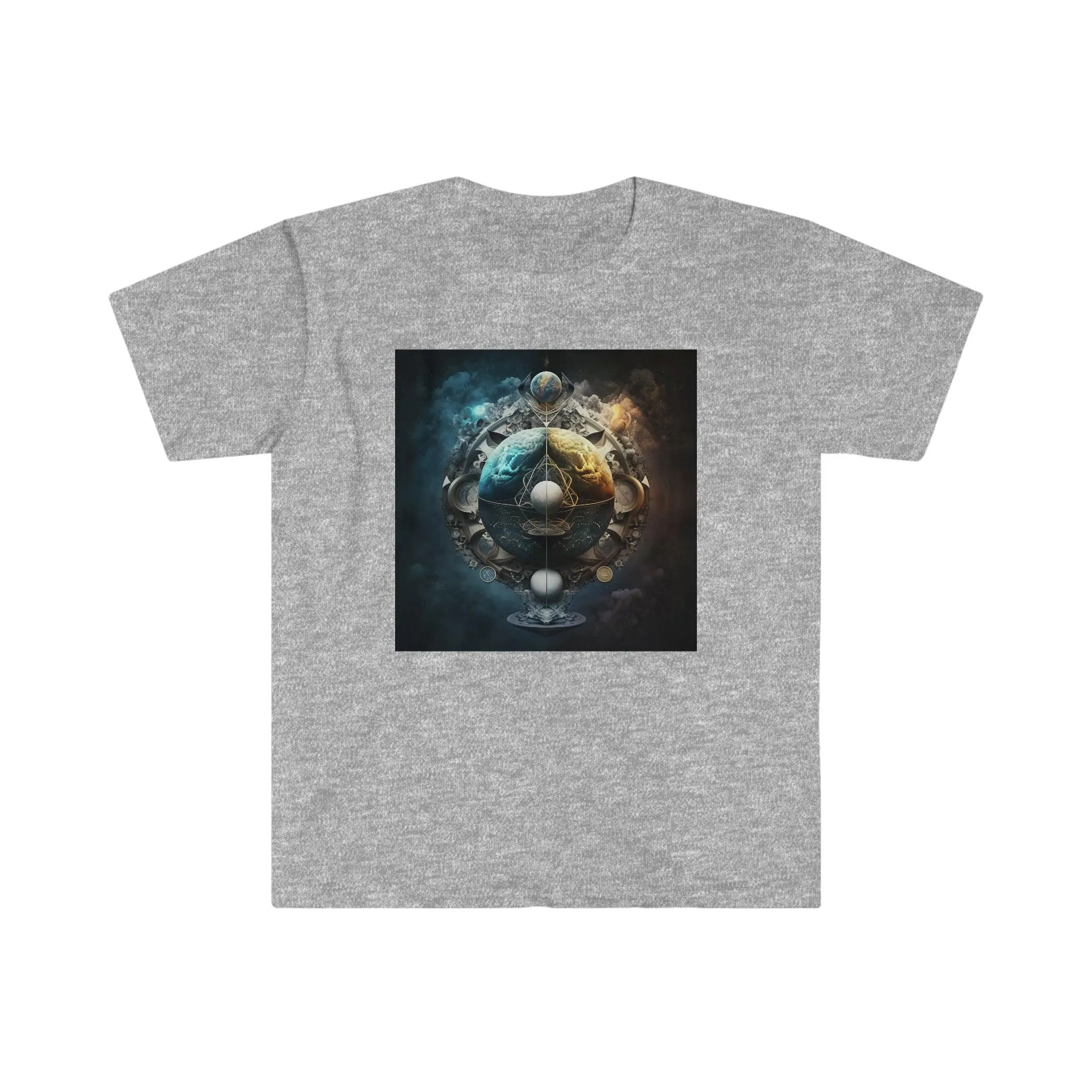 Symmetry of Worlds : Embrace the Perfect Balance of Order and Chaos - Visionary Psychedelic Ai Art Men's and Women's Unisex Soft Style T-Shirt for Festival and Street Wear