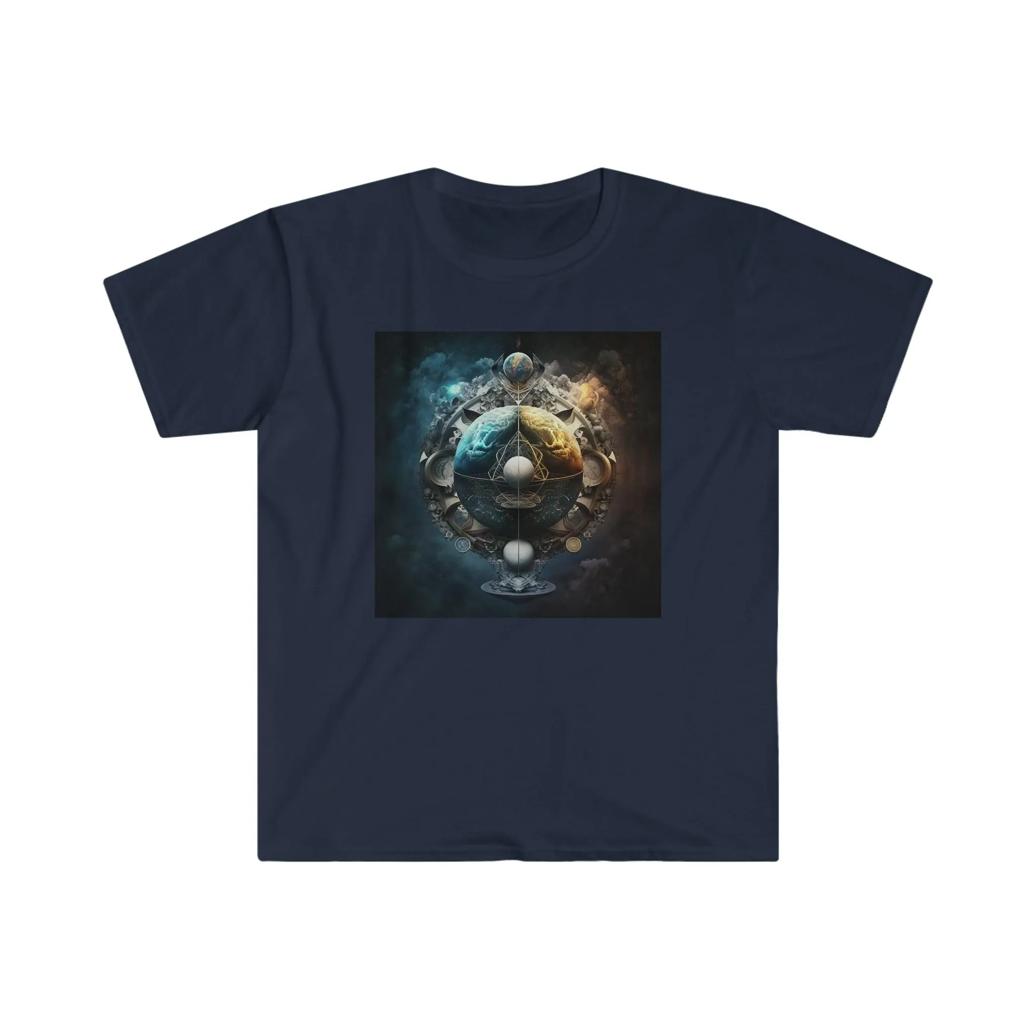 Symmetry of Worlds : Embrace the Perfect Balance of Order and Chaos - Visionary Psychedelic Ai Art Men's and Women's Unisex Soft Style T-Shirt for Festival and Street Wear