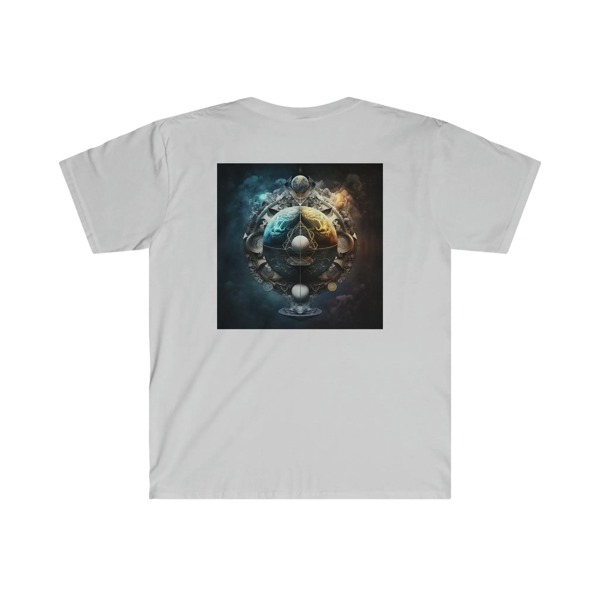 Symmetry of Worlds : Embrace the Perfect Balance of Order and Chaos - Visionary Psychedelic Ai Art Men's and Women's Unisex Soft Style T-Shirt for Festival and Street Wear