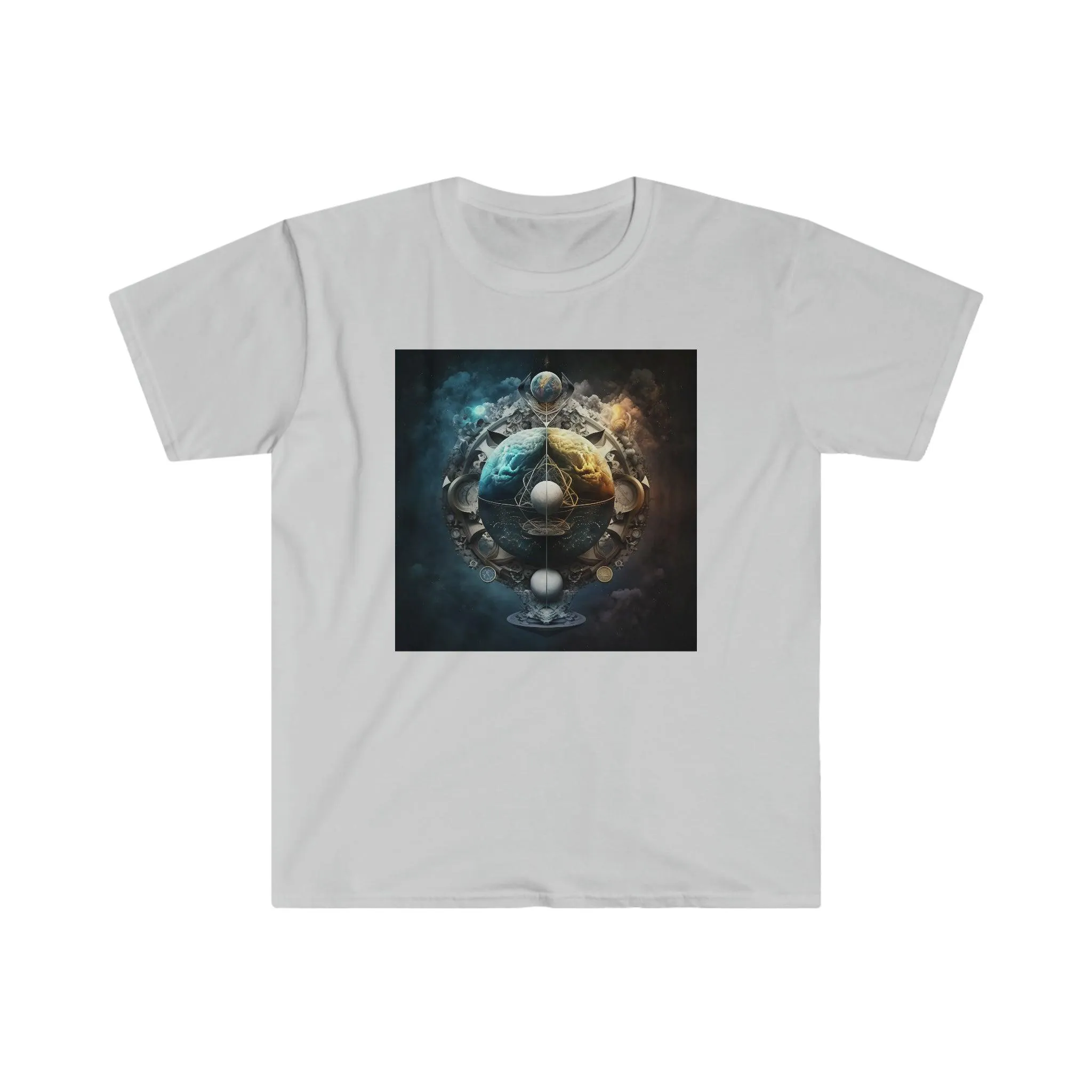 Symmetry of Worlds : Embrace the Perfect Balance of Order and Chaos - Visionary Psychedelic Ai Art Men's and Women's Unisex Soft Style T-Shirt for Festival and Street Wear