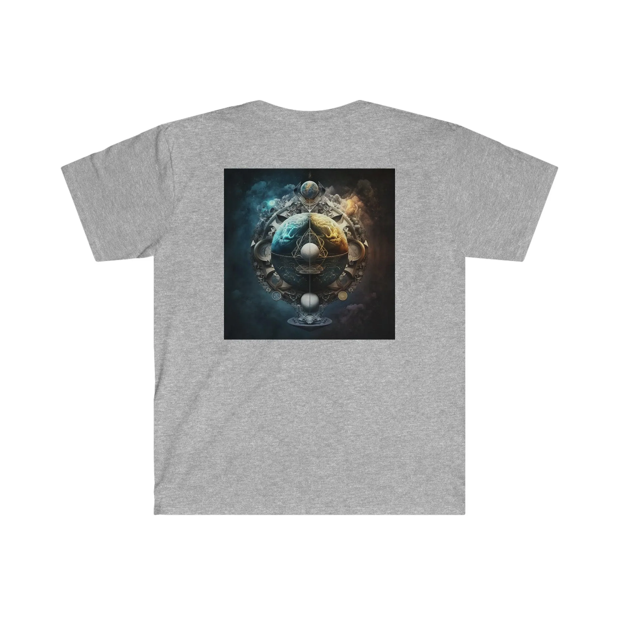 Symmetry of Worlds : Embrace the Perfect Balance of Order and Chaos - Visionary Psychedelic Ai Art Men's and Women's Unisex Soft Style T-Shirt for Festival and Street Wear