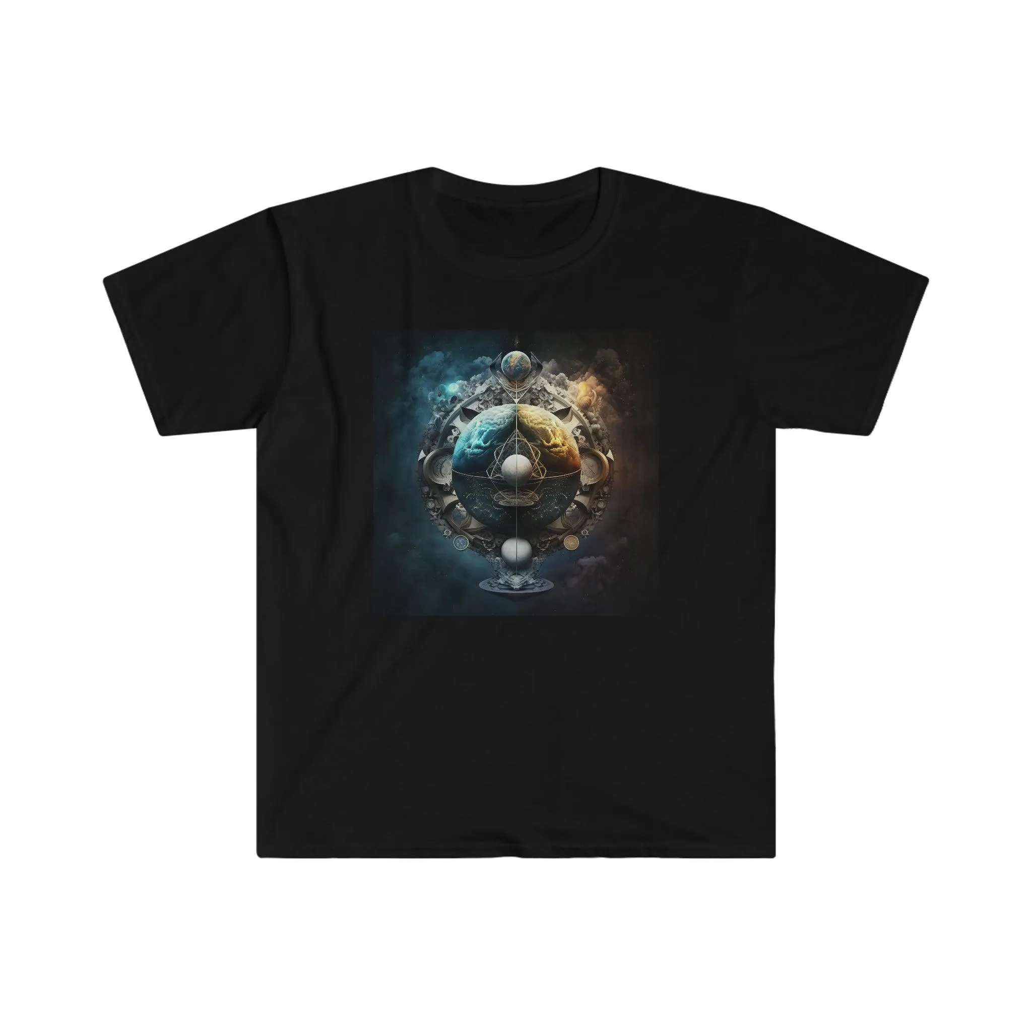 Symmetry of Worlds : Embrace the Perfect Balance of Order and Chaos - Visionary Psychedelic Ai Art Men's and Women's Unisex Soft Style T-Shirt for Festival and Street Wear