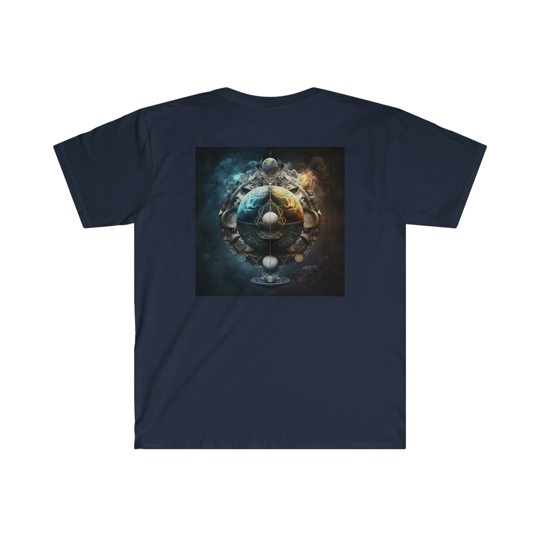 Symmetry of Worlds : Embrace the Perfect Balance of Order and Chaos - Visionary Psychedelic Ai Art Men's and Women's Unisex Soft Style T-Shirt for Festival and Street Wear