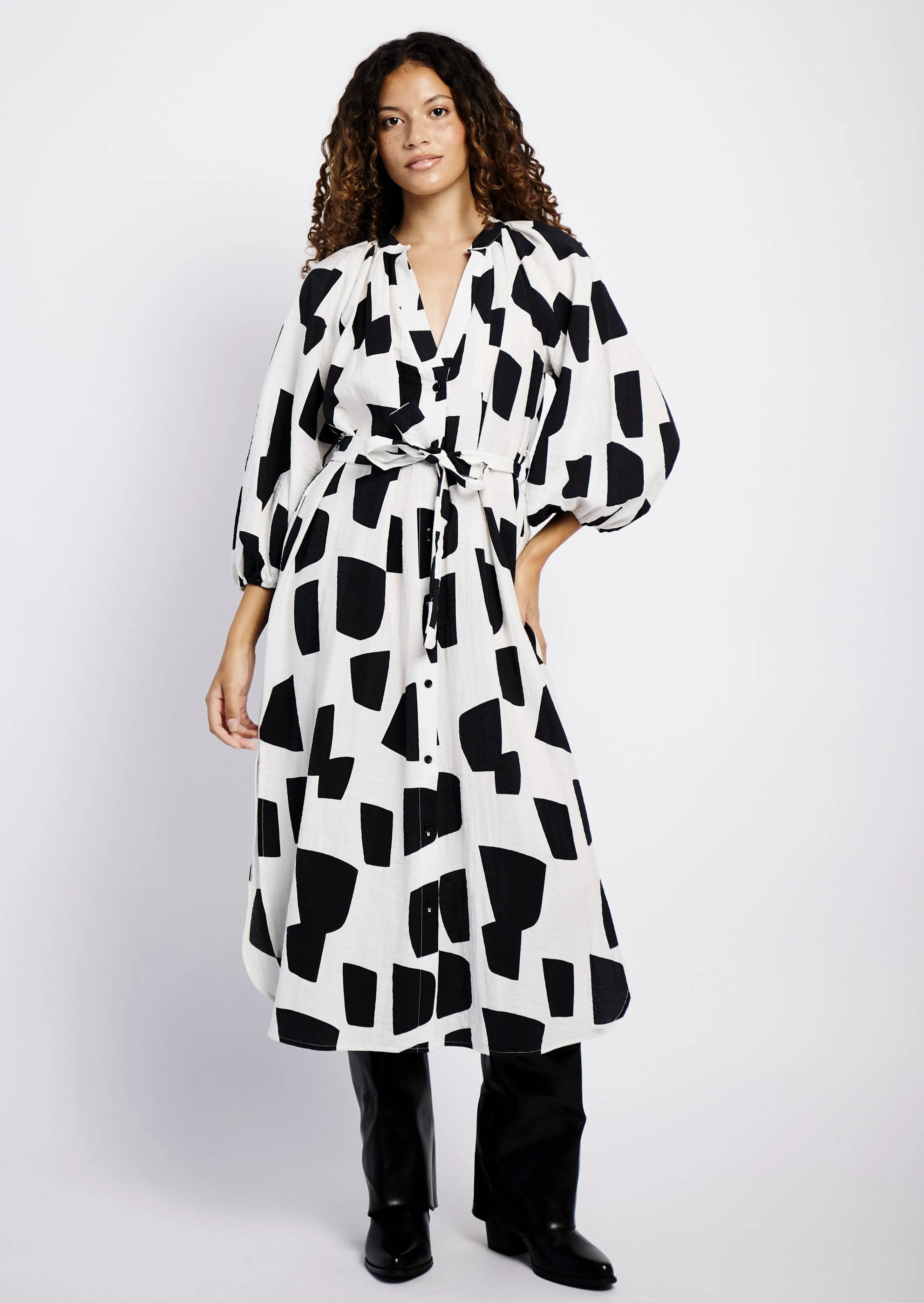 The Easy Shirt Dress in Mono Mosaic