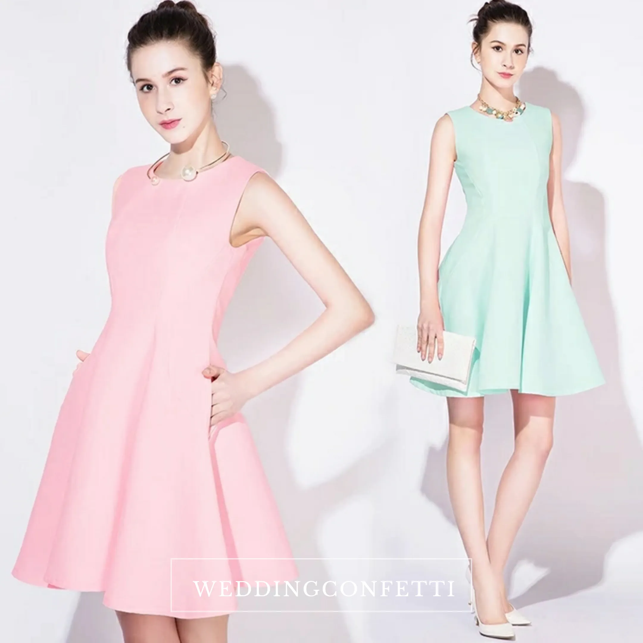 The Hailey White / Pink / Mint Green Sleeveless Dress