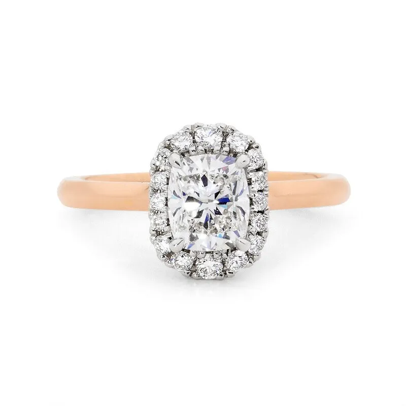 Unique Cushion Diamond Halo Ring