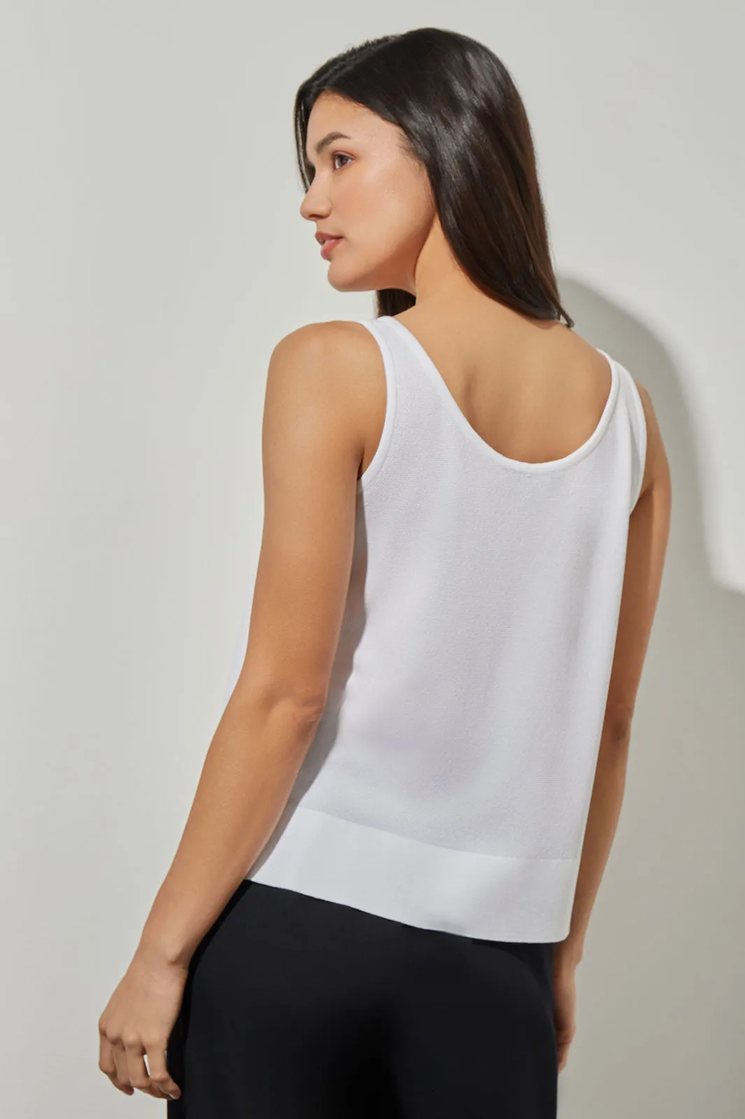 V-Neck Tank - Side-Slit Soft Knit, White