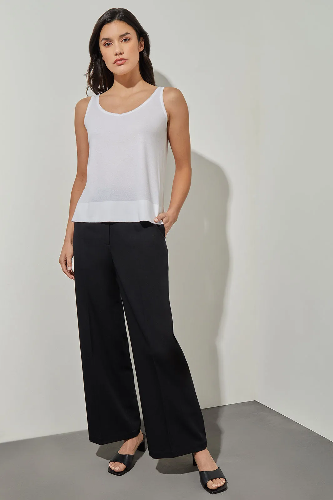 V-Neck Tank - Side-Slit Soft Knit, White