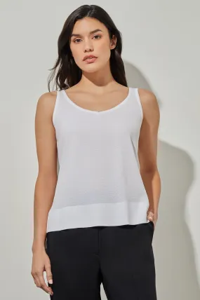 V-Neck Tank - Side-Slit Soft Knit, White