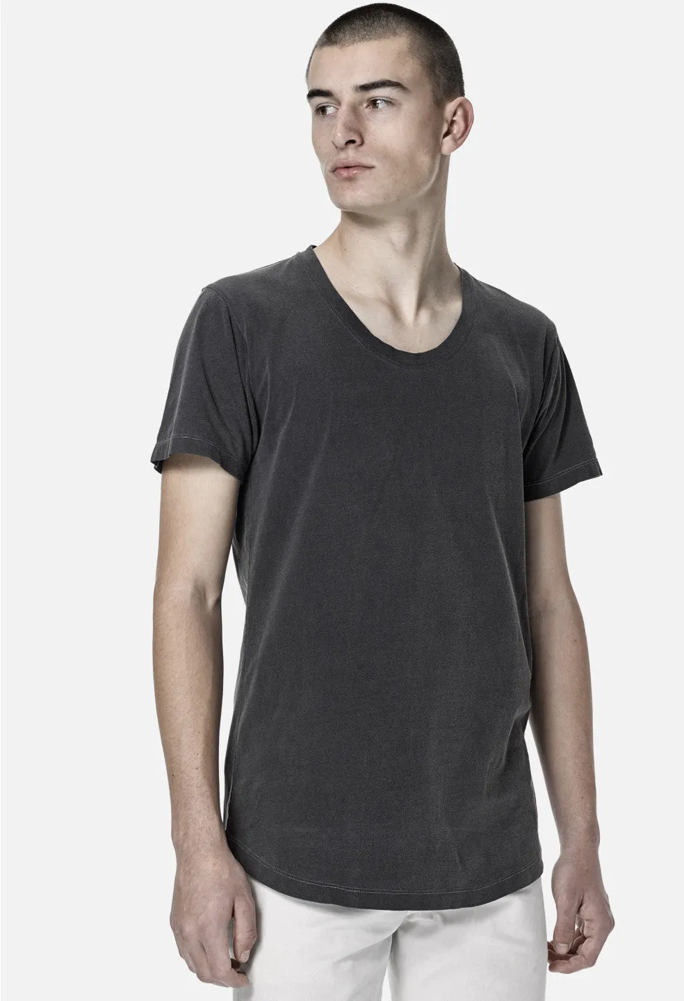 Washed Curve U-Neck / Black