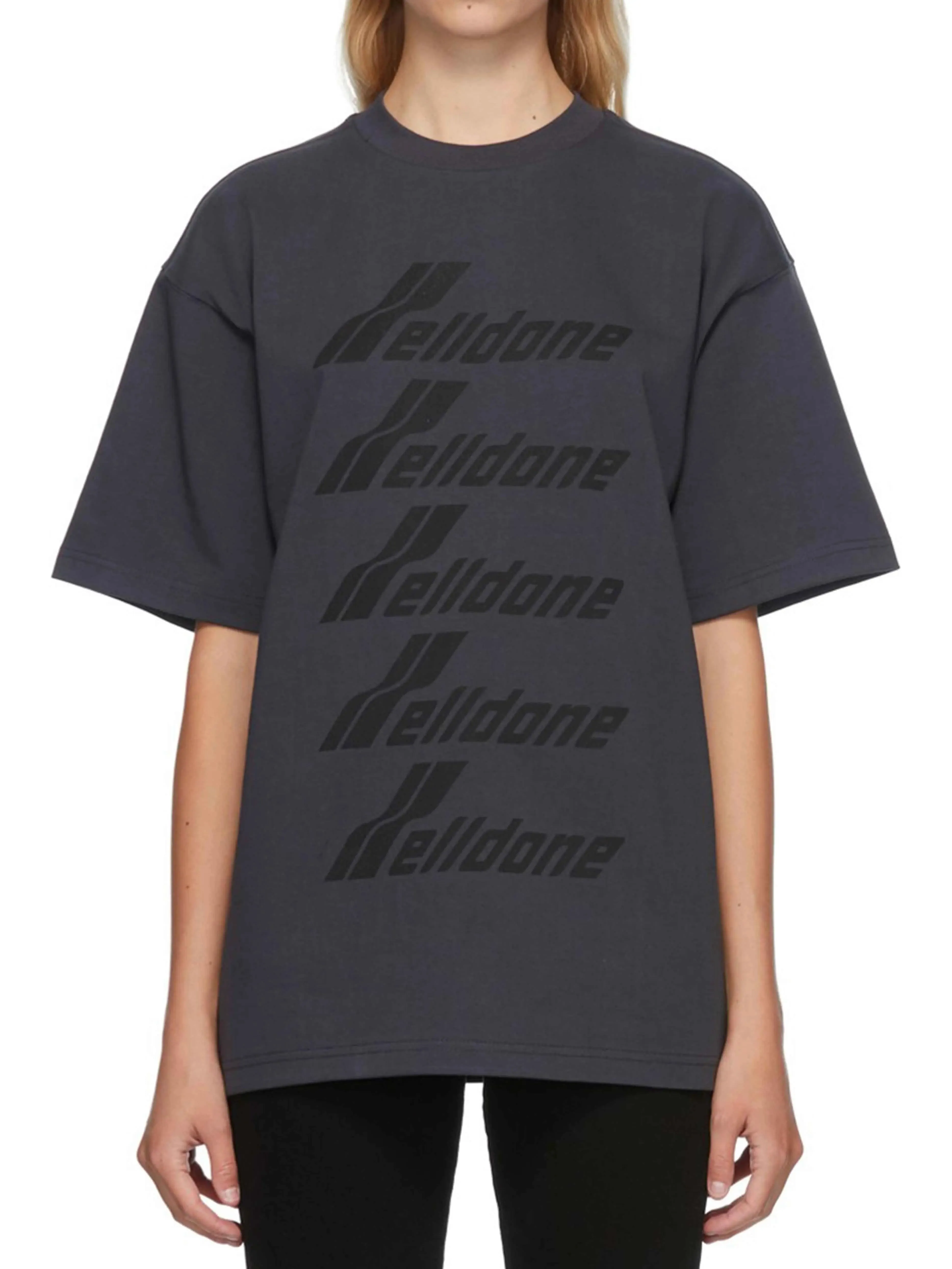 We11done Oversized Front Logo Tee Charcoal