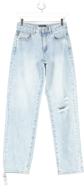 White Fox Blue Out Too Late Straight Leg Jeans UK XS