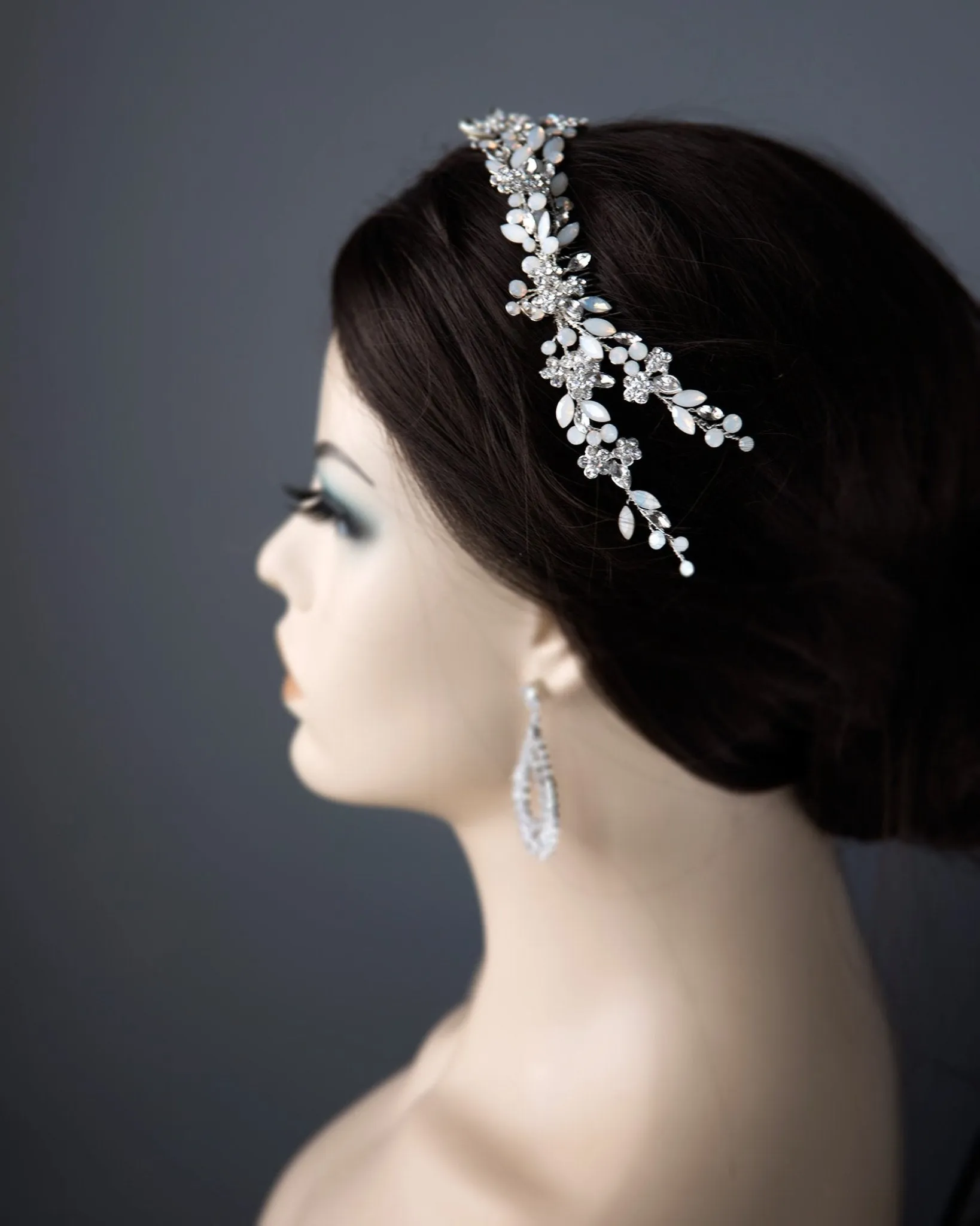 White Opal Crystal Wedding Headpiece